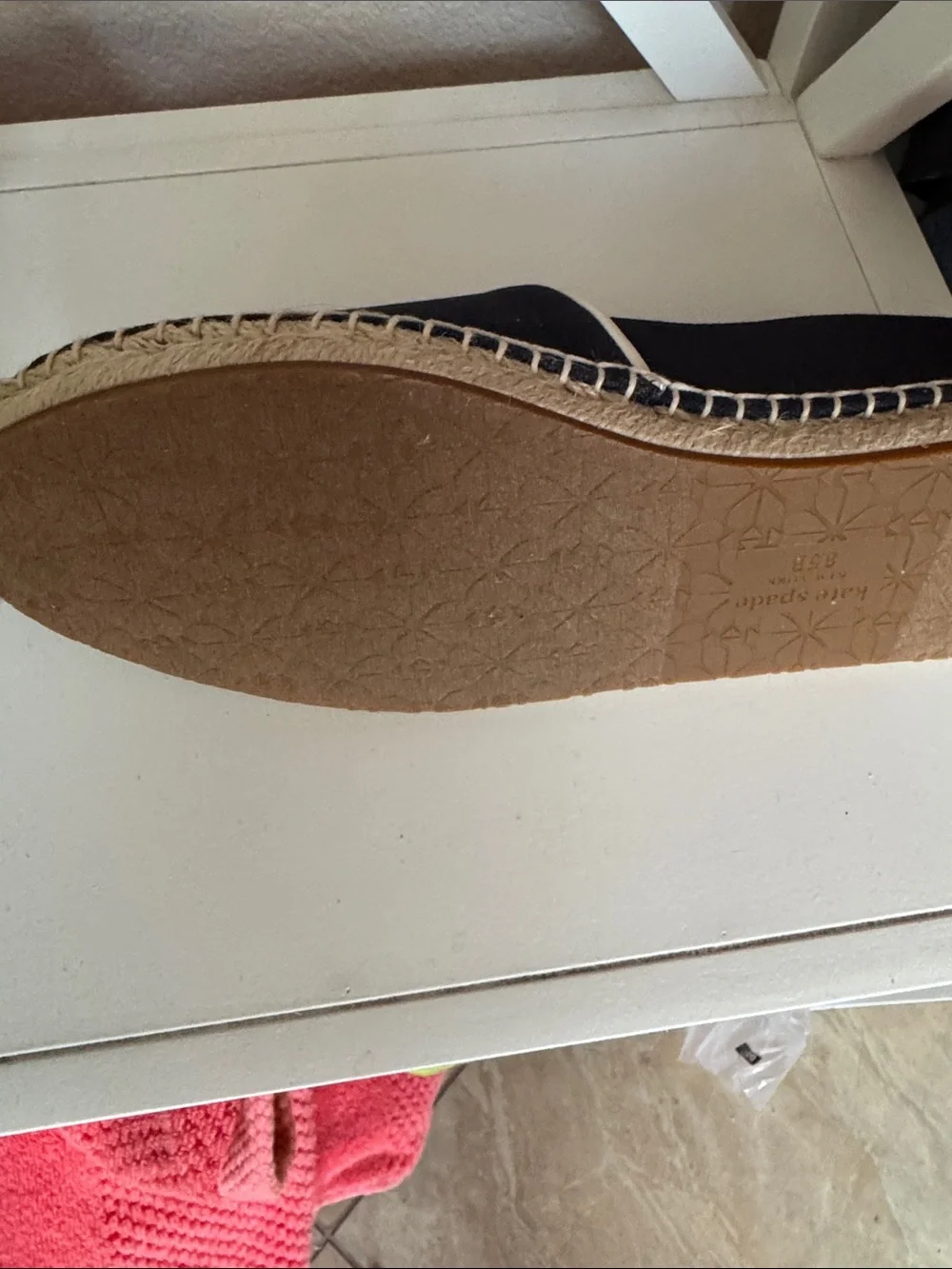kate spade navy and white canvas espadrille slip-on